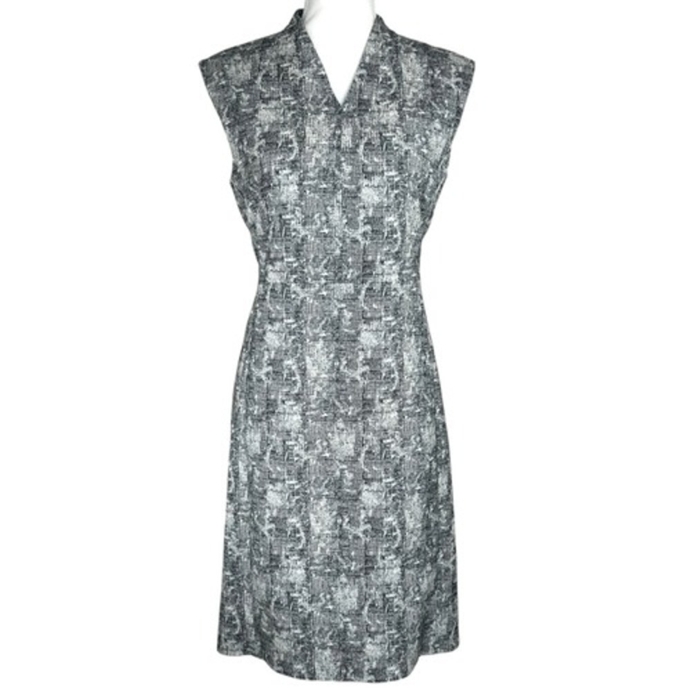 MM.Lafleur The Aditi Dress in Crackle Black & Ivory V-Neck Sleeveless‎ Sheath 0